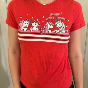 Women's Red and White T-shirt